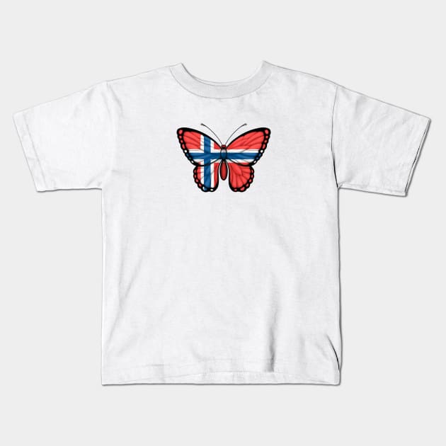 Norwegian Flag Butterfly Kids T-Shirt by jeffbartels